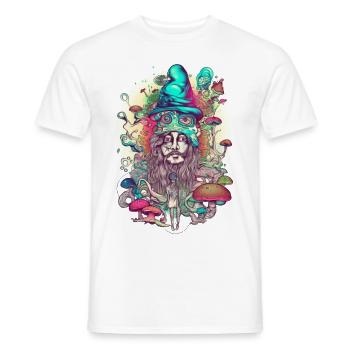 Trippy Shaman - T-shirt homme - blanc - Devant - AI Model Male 178 dark (178cm)