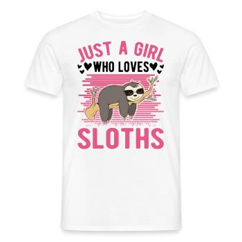 Juste une fille qui aime Sloth Sloth Sloth Girl - T-shirt homme - blanc - Devant - AI Model Male 178 dark (178cm)