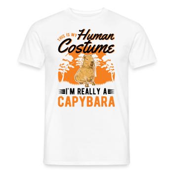Capybara Human Costume Wasserschwein Capibara - Men's T-Shirt - white - Front - AI Model Male 178 dark (178cm)