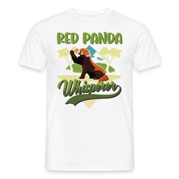 Red Panda Whispering Cat Bear - Men's T-Shirt - white - Front - AI Model Male 178 dark (178cm)