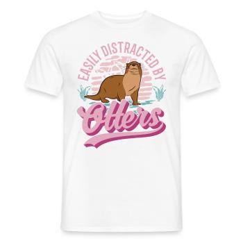 Facilement distrait par les loutres Loutre Loutre Loutre Loutre - T-shirt homme - blanc - Devant - AI Model Male 178 dark (178cm)