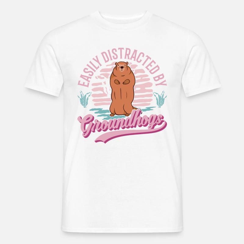 Murmeltier Groundhog Waldmurmeltier - Männer T-Shirt - Weiß
