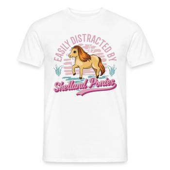 Easily distracted by Shetland Ponies Shetty - Männer T-Shirt - Weiß - Vorne - AI Model Male 178 dark (178cm)