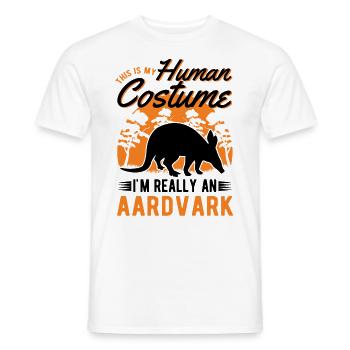 Erdferkel Human Costume Halloween Aardvark - Men's T-Shirt - white - Front - AI Model Male 178 dark (178cm)