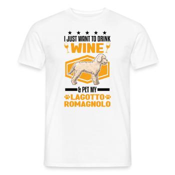 Lagotto Romagnolo et vin - T-shirt homme - blanc - Devant - AI Model Male 178 dark (178cm)