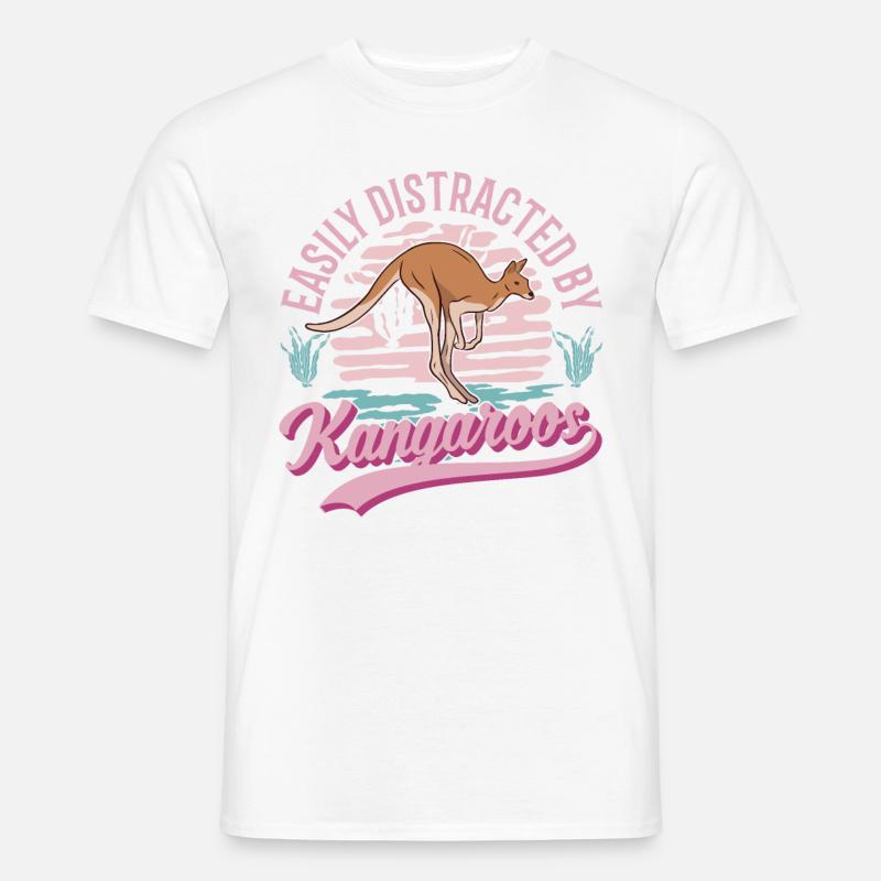 Easily distracted by Kangaroos Känguru - Männer T-Shirt - Weiß