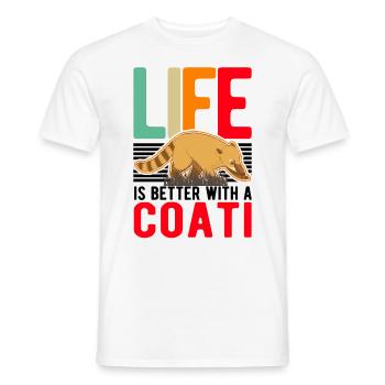 Life is better with a coati - Men's T-Shirt - white - Front - AI Model Male 178 dark (178cm)