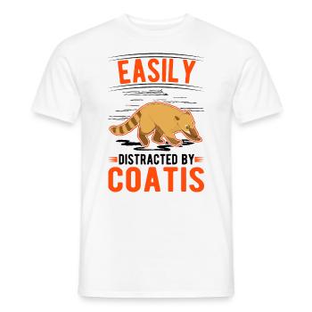 Easily distracted by Coatis Nasenbär - Men's T-Shirt - white - Front - AI Model Male 178 dark (178cm)