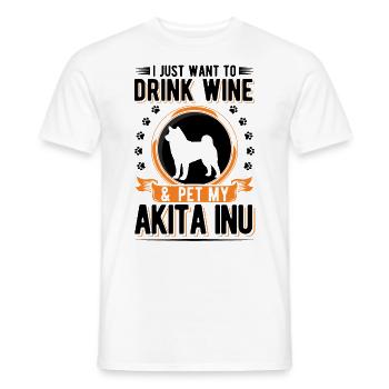 Akita Inu und Wein - Männer T-Shirt - Weiß - Vorne - AI Model Male 178 dark (178cm)