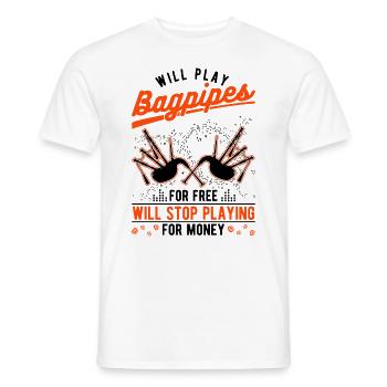 Bagpipes Money Bagpipers - Men's T-Shirt - white - Front - AI Model Male 178 dark (178cm)