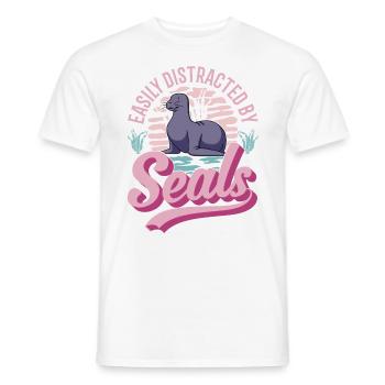 Easily distracted by Seal Robbe Seelöwe - Männer T-Shirt - Weiß - Vorne - AI Model Male 178 dark (178cm)