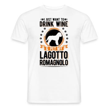Lagotto Romagnolo et vin - T-shirt homme - blanc - Devant - AI Model Male 178 dark (178cm)
