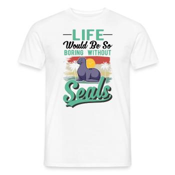 Cadeau de phoque Phoque Lion de mer - T-shirt homme - blanc - Devant - AI Model Male 178 dark (178cm)