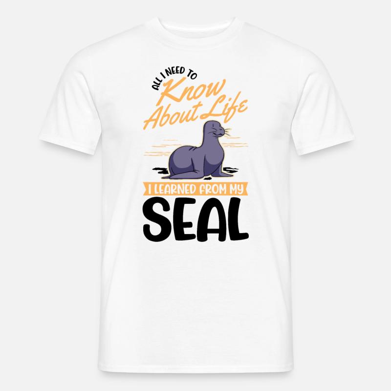 Robbe Geschenk Seehund Seelöwe - Männer T-Shirt - Weiß
