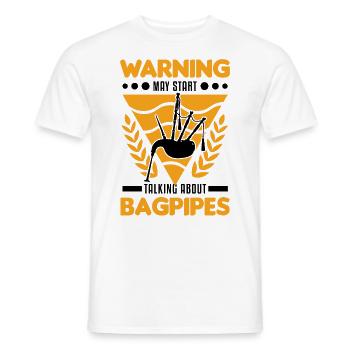 Warning bagpipes bagpipers - Men's T-Shirt - white - Front - AI Model Male 178 dark (178cm)