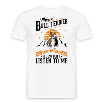 Bull Terrier ouïe Miniature Bull Terrier - T-shirt homme - blanc - Devant - AI Model Male 178 dark (178cm)