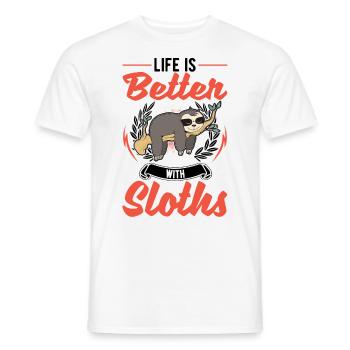 La vie est meilleure avec les paresseux - T-shirt homme - blanc - Devant - AI Model Male 178 dark (178cm)