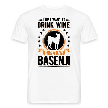Basenji et vin - T-shirt homme - blanc - Devant - AI Model Male 178 dark (178cm)