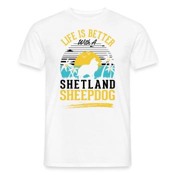 das Leben ist besser mit einem Shetland Sheepdog - Männer T-Shirt - Weiß - Vorne - AI Model Male 178 dark (178cm)