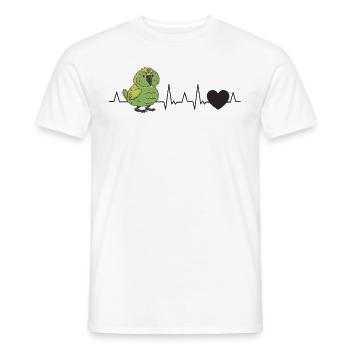Kakapo Heartbeat Night Parrot - Men's T-Shirt - white - Front - AI Model Male 178 dark (178cm)