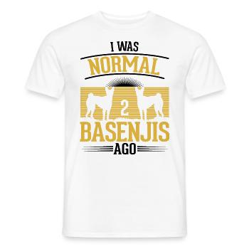 J’étais normal il y a 2 Basenjis - T-shirt homme - blanc - Devant - AI Model Male 178 dark (178cm)