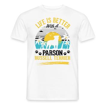 Life is better with Parson Russell Terrier - Men's T-Shirt - white - Front - AI Model Male 178 dark (178cm)