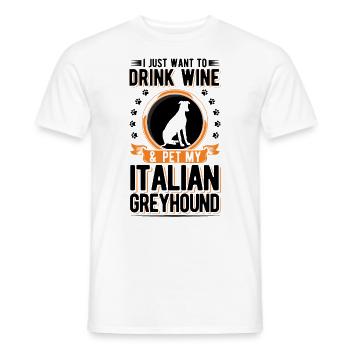 Lévrier italien et vin - T-shirt homme - blanc - Devant - AI Model Male 178 dark (178cm)