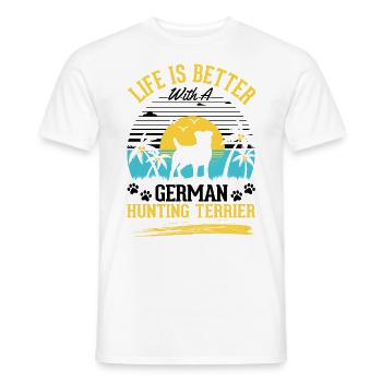 La vie est plus belle avec le terrier de chasse allemand - T-shirt homme - blanc - Devant - AI Model Male 178 dark (178cm)