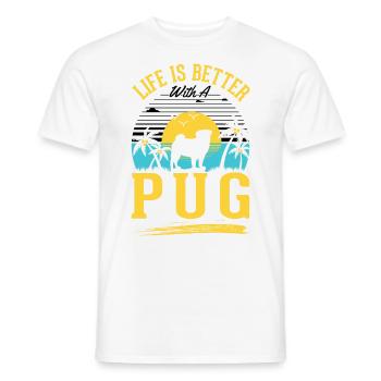 La vie est meilleure avec un carlin - T-shirt homme - blanc - Devant - AI Model Male 178 dark (178cm)