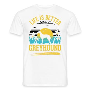 Das Leben ist besser mit einem Windhund Greyhound - Männer T-Shirt - Weiß - Vorne - AI Model Male 178 dark (178cm)