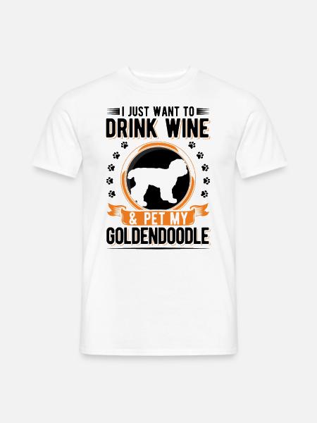 Goldendoodle und Wein - Männer T-Shirt - Weiß