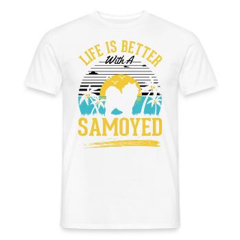 Life is better with a Samoyedne - Men's T-Shirt - white - Front - AI Model Male 178 dark (178cm)