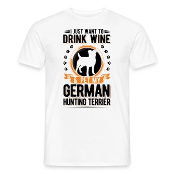 Terrier de chasse allemand et vin - T-shirt homme - blanc - Devant - AI Model Male 178 dark (178cm)