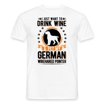 Vin allemand à poil dur - T-shirt homme - blanc - Devant - AI Model Male 178 dark (178cm)