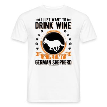 Berger allemand et vin - T-shirt homme - blanc - Devant - AI Model Male 178 dark (178cm)