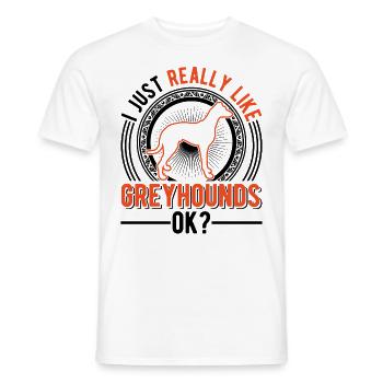 J’aime juste les lévriers Greyhound Galgo - T-shirt homme - blanc - Devant - AI Model Male 178 dark (178cm)