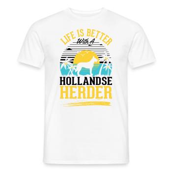 Life is with a Hollandse Herder - Men's T-Shirt - white - Front - AI Model Male 178 dark (178cm)