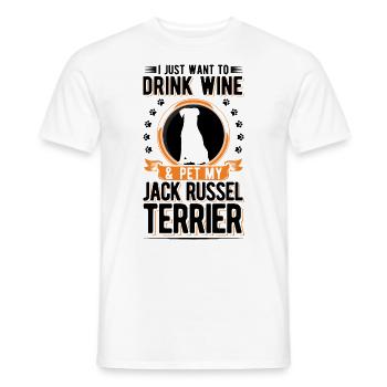 Jack Russell Terrier and Wine - Men's T-Shirt - white - Front - AI Model Male 178 dark (178cm)