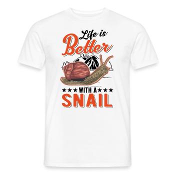 Life is better with a snail - Men's T-Shirt - white - Front - AI Model Male 178 dark (178cm)