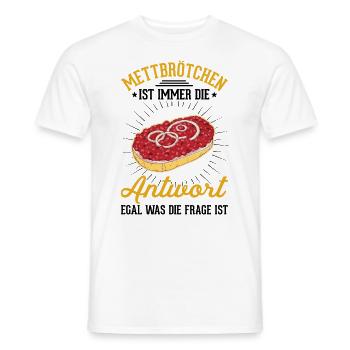 Mettbrötchen Mett Liebhaber Hackepeter - Männer T-Shirt - Weiß - Vorne - AI Model Male 178 dark (178cm)