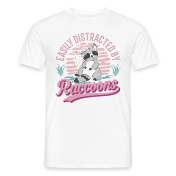 Easily distracted by Raccoons Waschbär - Men's T-Shirt - white - Front - AI Model Male 178 dark (178cm)