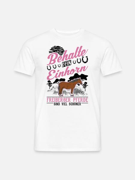 Freiberger Pferd Einhorn - Männer T-Shirt - Weiß