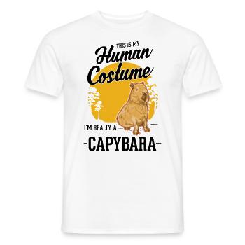 Capybara Human Costume Wasserschwein Capibara - Men's T-Shirt - white - Front - AI Model Male 178 dark (178cm)