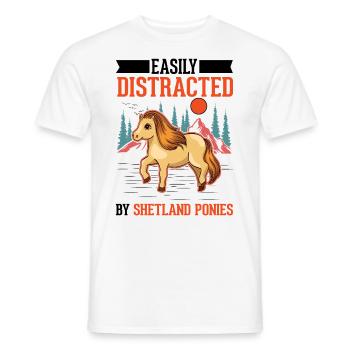 Facilement distrait par les poneys Shetland Shetty - T-shirt homme - blanc - Devant - AI Model Male 178 dark (178cm)