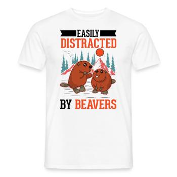Easily distracted by Beavers Biber - Männer T-Shirt - Weiß - Vorne - AI Model Male 178 dark (178cm)