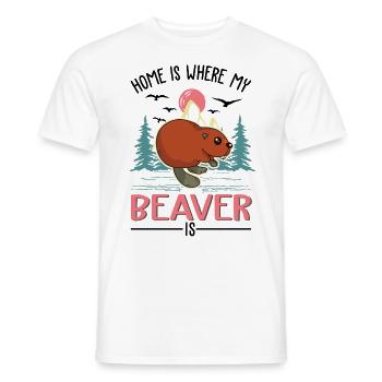 La maison, c’est là où mon castor est le barrage de castors - T-shirt homme - blanc - Devant - AI Model Male 178 dark (178cm)