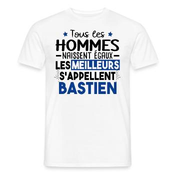 Bastien Prénom Homme Cadeau Humour - T-shirt homme - blanc - Devant - AI Model Male 178 dark (178cm)
