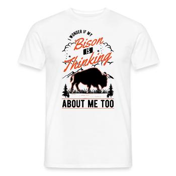 Buffle Cadeau Bison Buffallo Buffle d’eau - T-shirt homme - blanc - Devant - AI Model Male 178 dark (178cm)