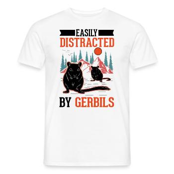 Facilement distrait par la gerbille de la Gerbille Rennratte - T-shirt homme - blanc - Devant - AI Model Male 178 dark (178cm)
