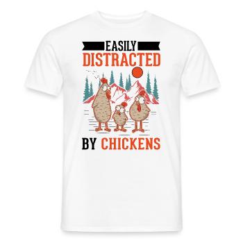 Facilement distrait par les poules Hühner Hühnchen - T-shirt homme - blanc - Devant - AI Model Male 178 dark (178cm)
